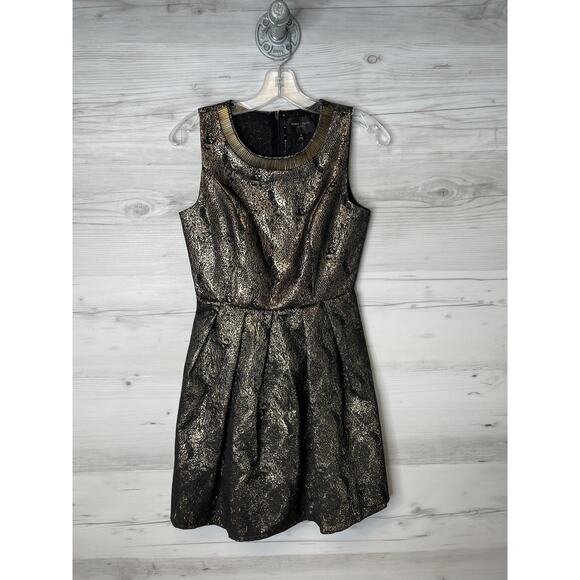 Romeo + Juliet Couture Dress Womens Small Black Gold Metallic Fit & Flare Party - Picture 1 of 11